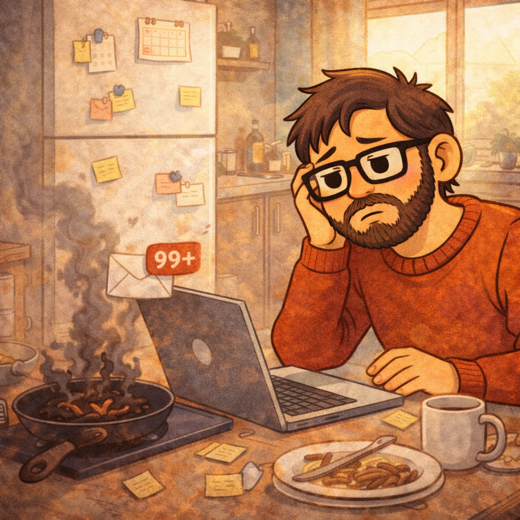 Person with ADHD working late at night